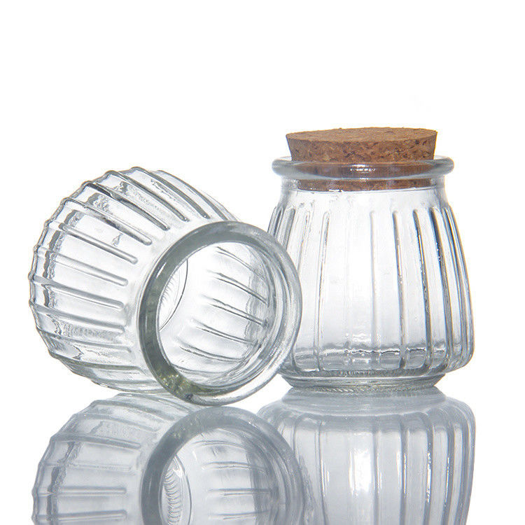 Piccoli contenitori in vetro trasparente con coperchio di sughero 7 oz 200 ml