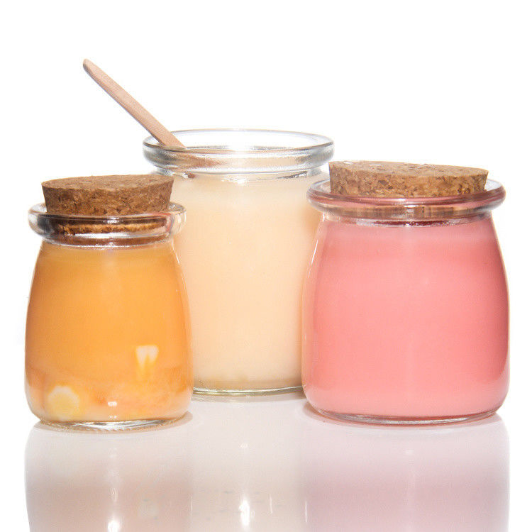 Piccoli contenitori in vetro trasparente con coperchio di sughero 7 oz 200 ml