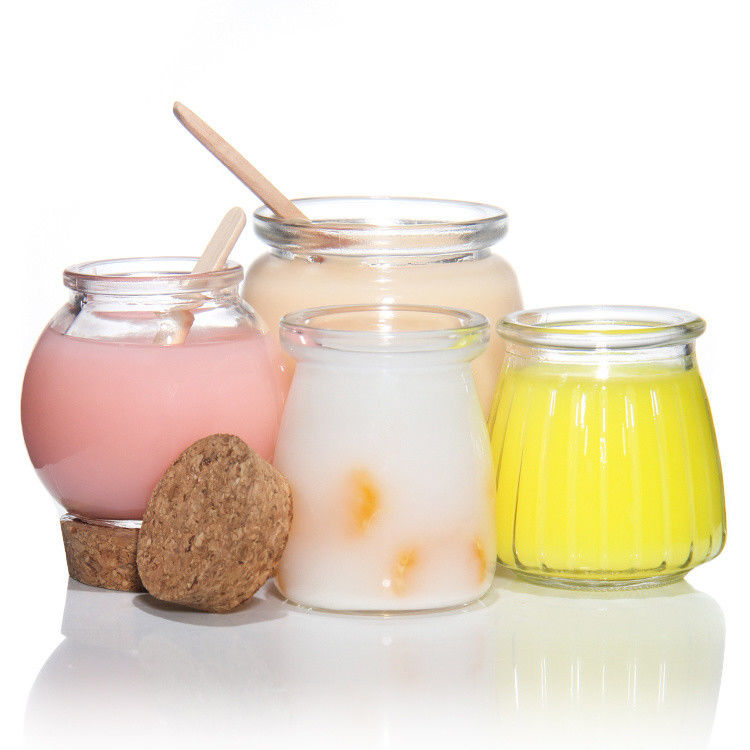Piccoli contenitori in vetro trasparente con coperchio di sughero 7 oz 200 ml