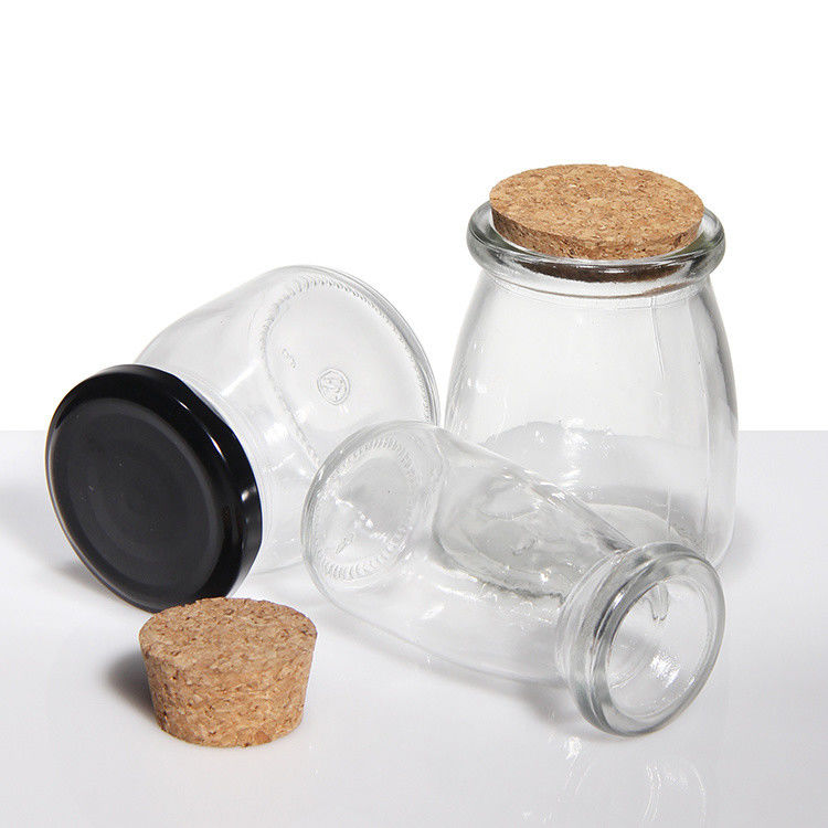 Produttore OEM Vaso di budino di vetro Vaso di spezie Vaso di sughero Copri di sughero 50ml 100ml 150ml