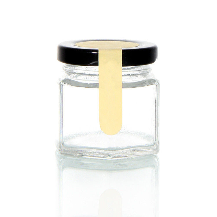 Logo personalizzato 100 ml 180 ml 280 ml 380 ml Salsa di marmellata Contenitore Bottiglie di vetro Chiare Vaso esagonale di vetro di miele
