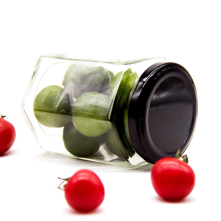 Bottine di vetro in scatola per la conservazione dei cetrioli per uso domestico Bottine di vetro esagonali per il congelamento per cucina