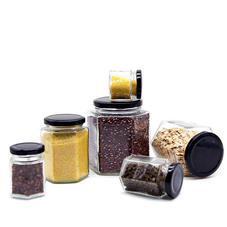 Bottine di vetro in scatola per la conservazione dei cetrioli per uso domestico Bottine di vetro esagonali per il congelamento per cucina