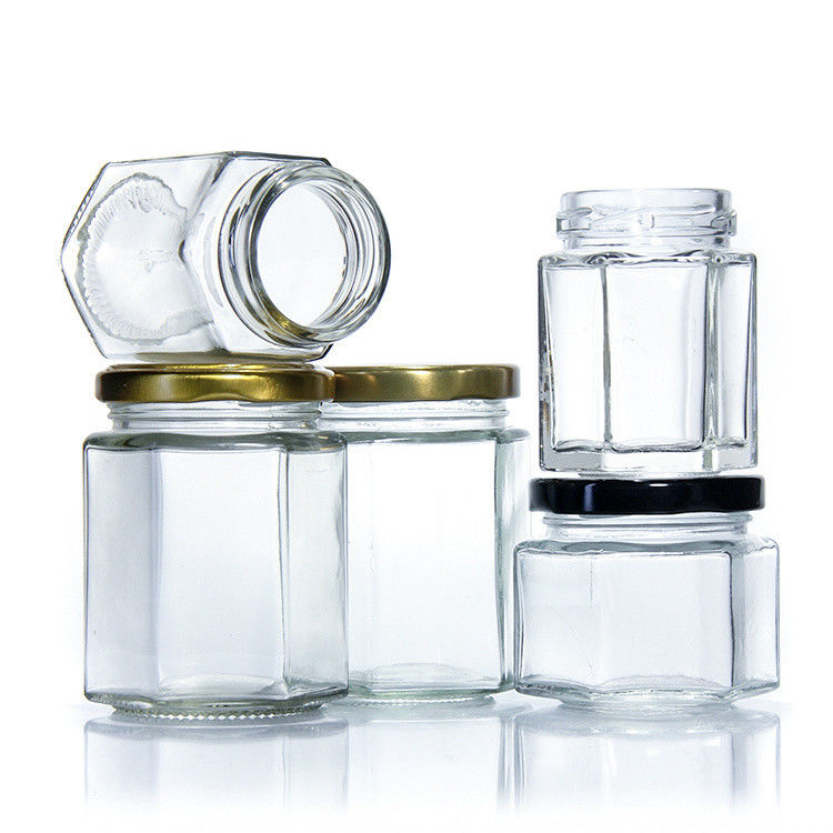 Bottine di vetro in scatola per la conservazione dei cetrioli per uso domestico Bottine di vetro esagonali per il congelamento per cucina