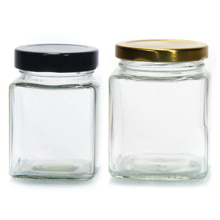 Top Grade Square 180 Ml 280 Ml 380 Ml 500 Ml 730 Ml Vaso di vetro con coperchio di piastra di latta