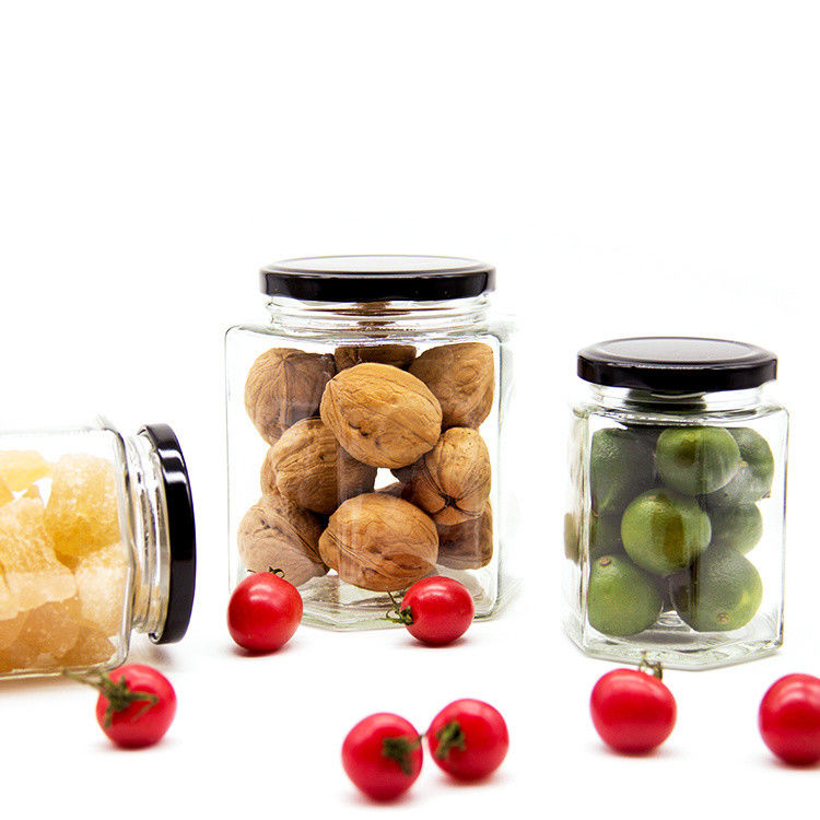 Contenitore di stoccaggio sigillato trasparente di diverse dimensioni Vaso di vetro esagonale per cucina