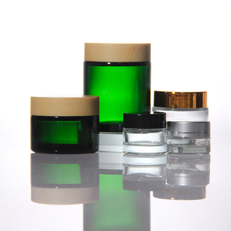 Prodotti cosmetici a colori ODM Bottine di crema di vetro con coperchio d'acacia dorata