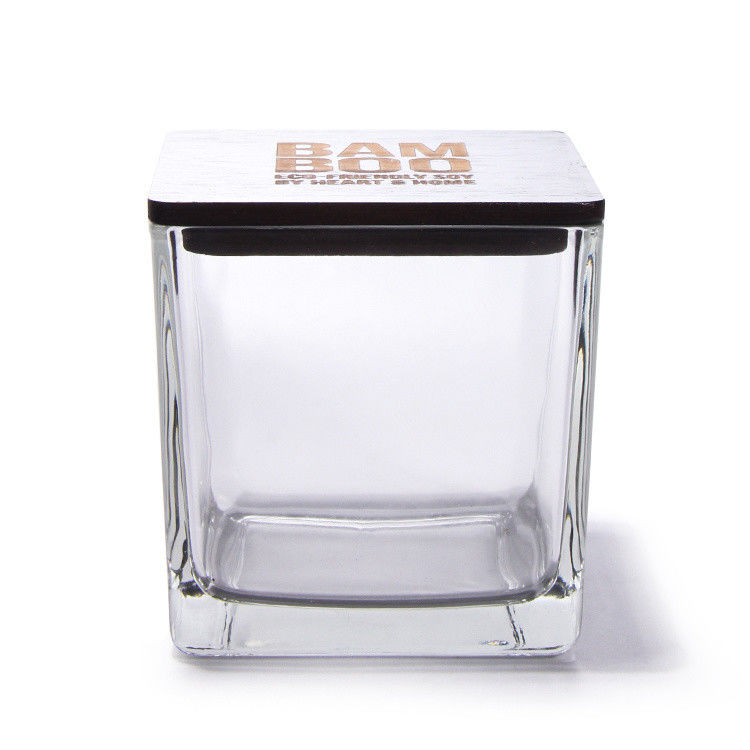Vaso di candela di vetro ghiacciato a colori personalizzati Vaso di forma quadrata 9oz