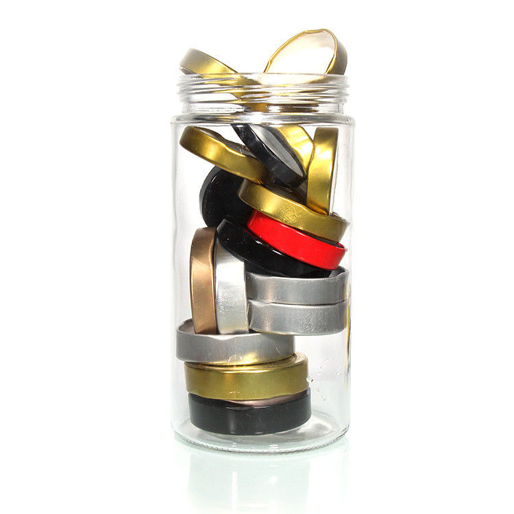 Logo personalizzato 38mm 43mm 48mm 53mm 58mm 63mm 70mm 82mm Cappucci a vite d'oro Cappuccio a cerniera di metallo per barattolo di vetro