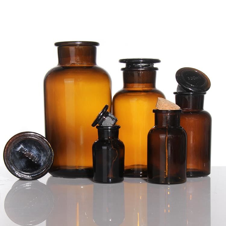 Bottiglia di reagenti per bocca larga da 125 ml in vetro vintage