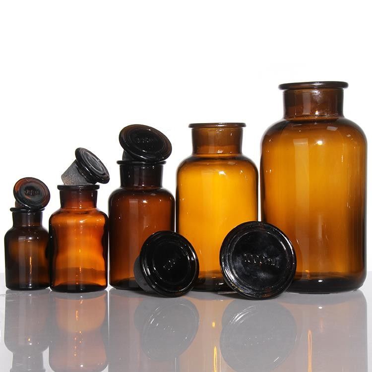 Bottiglia di reagenti per bocca larga da 125 ml in vetro vintage