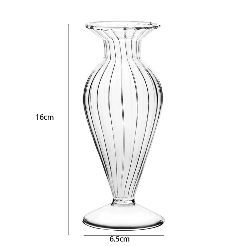 Vaso di vetro nordico trasparente in stile classico per la decorazione del tavolo da pranzo