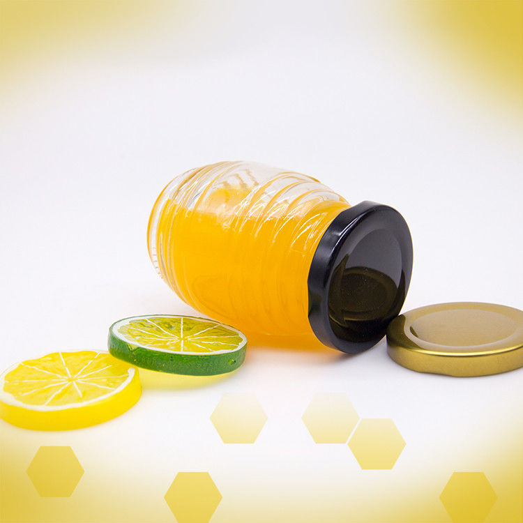 Etichetta personalizzata Forma esagonale 100ml 180ml 380ml Vaso di vetro di marmellata di miele per miele Olive Fruit