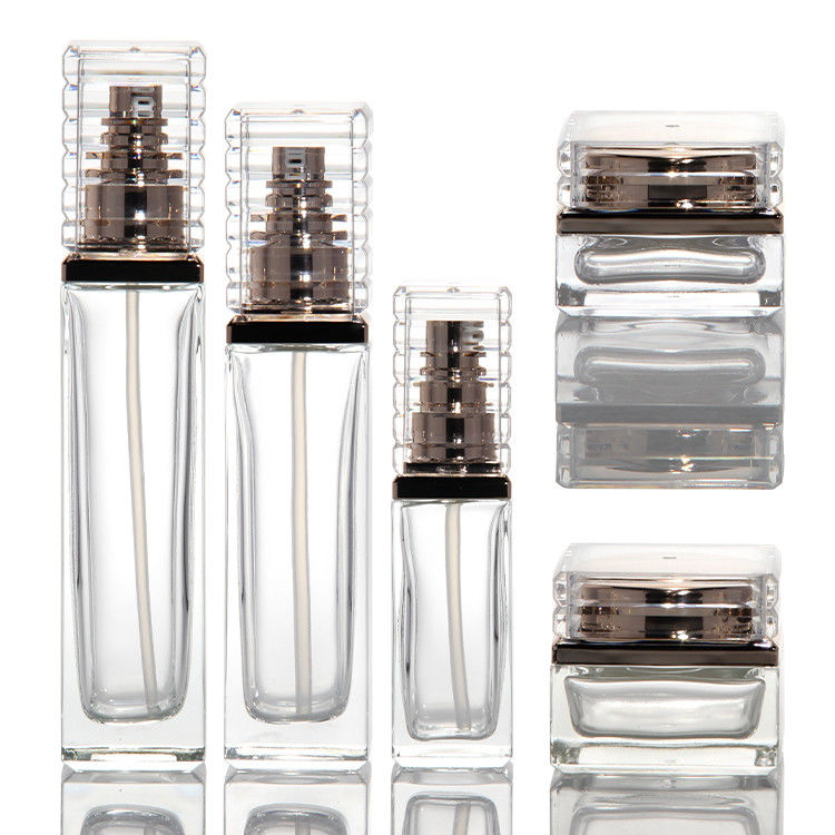 30 ml 50 ml 80 ml 100 ml Bottiglia di vetro trasparente pompa per siero olio essenziale lozione profumante