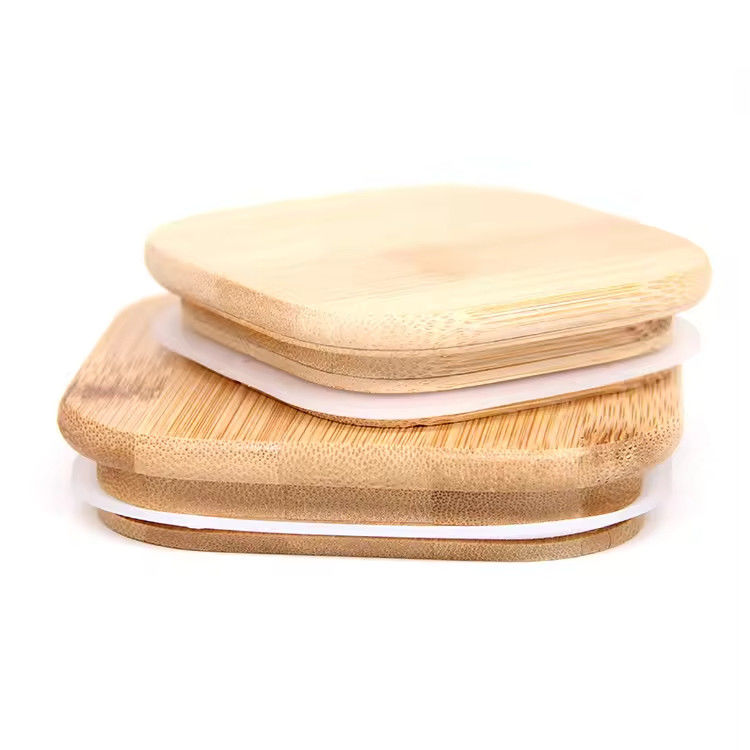 Fabbrica Logo personalizzato Bottiglia di legno massello Legno rotondo quadrato tazza tazza tappo Bambù Copertura per barattolo