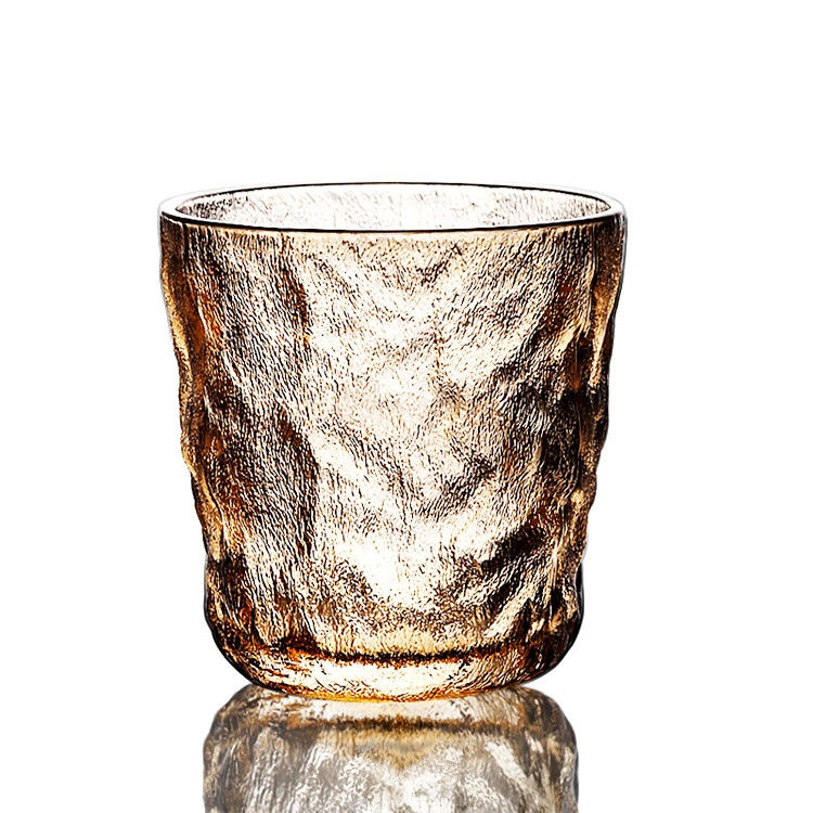 Esemplare gratuito Glacier Pattern Wine Glass Tumbler Frosted Pink Color Whiskey Glass Cup
