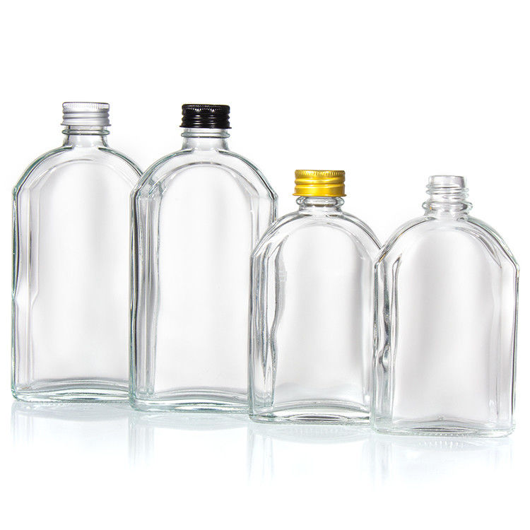 Bottina piatta di vetro trasparente di liquore a 500 ml con coperchio in alluminio