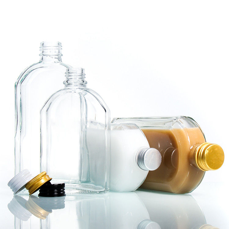 Bottina piatta di vetro trasparente di liquore a 500 ml con coperchio in alluminio