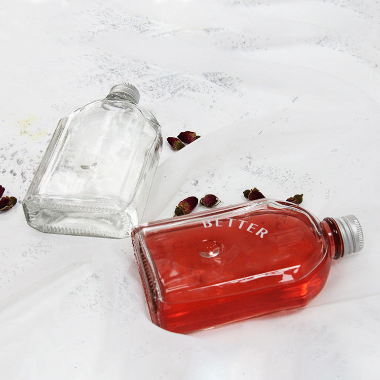 Nuovo design 200 ml 250 ml 300 ml bottiglia di vetro trasparente piatta con coperchio a vite