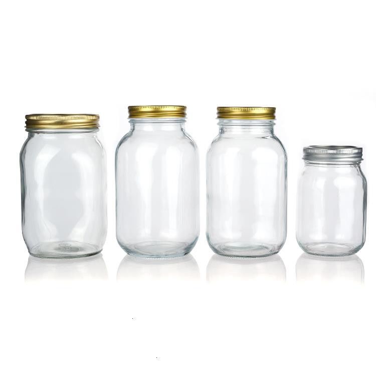 Disegno personalizzato 8 oz 16 oz contenitore per la conservazione degli alimenti vetro Mason vaso con coperchi