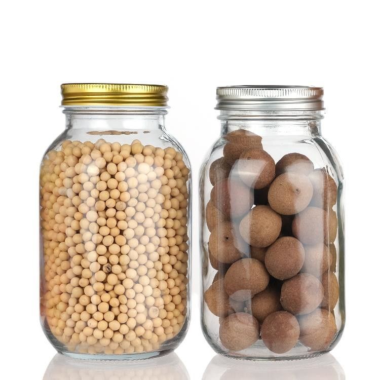 Disegno personalizzato 8 oz 16 oz contenitore per la conservazione degli alimenti vetro Mason vaso con coperchi