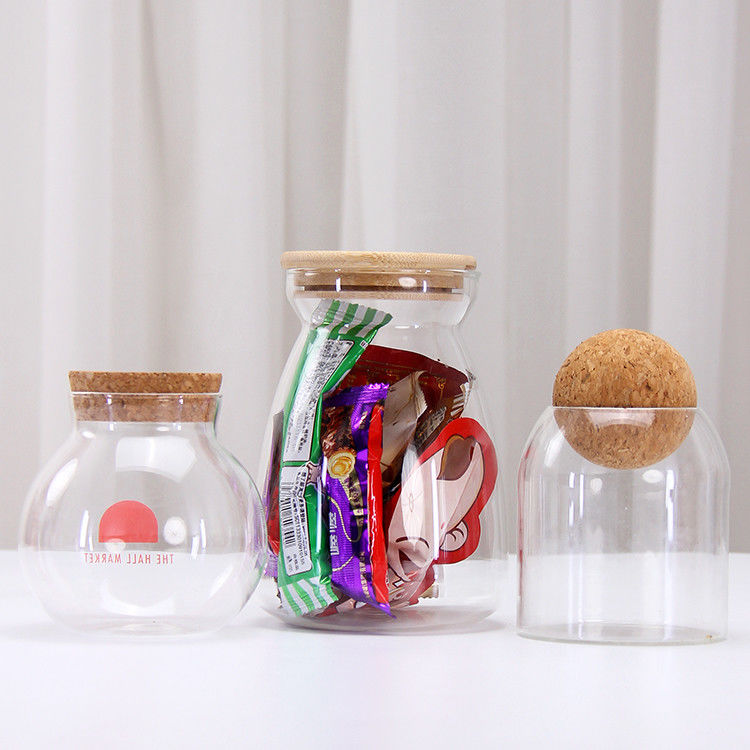 Molte dimensioni diverse Borosilicato di vetro Vaso di stoccaggio vuoto Vaso di vetro a filo di vite con coperchio a vite