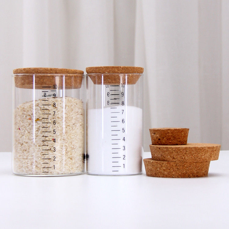 Molte dimensioni diverse Borosilicato di vetro Vaso di stoccaggio vuoto Vaso di vetro a filo di vite con coperchio a vite