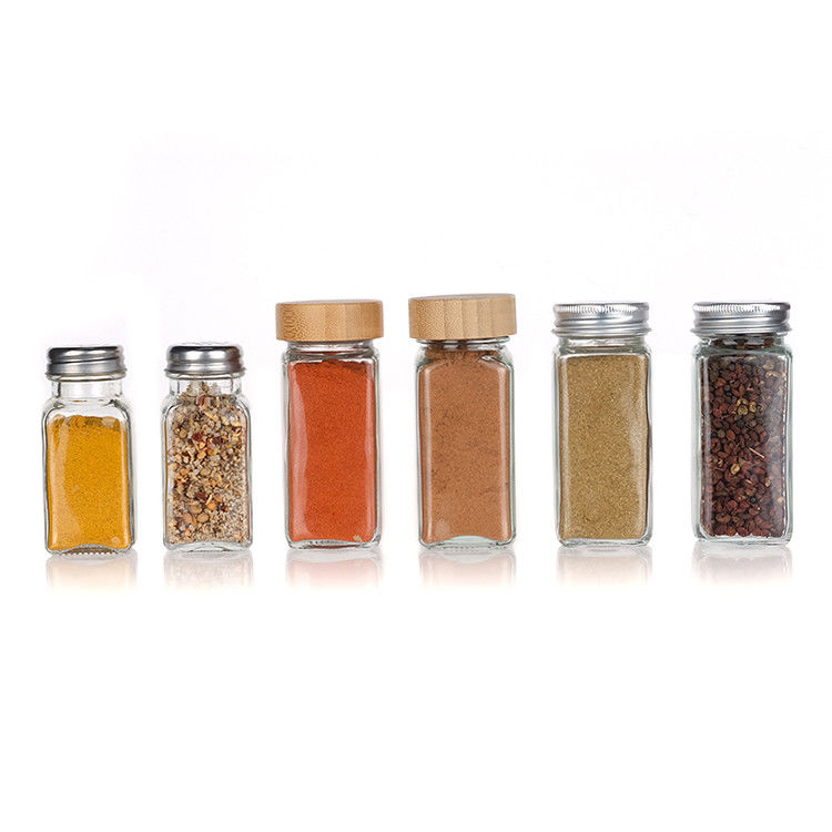 Barattoli di spezie in vetro da 120 ml con frullatore versare coperchio quadrato 4 oz barattoli di spezie per cucina
