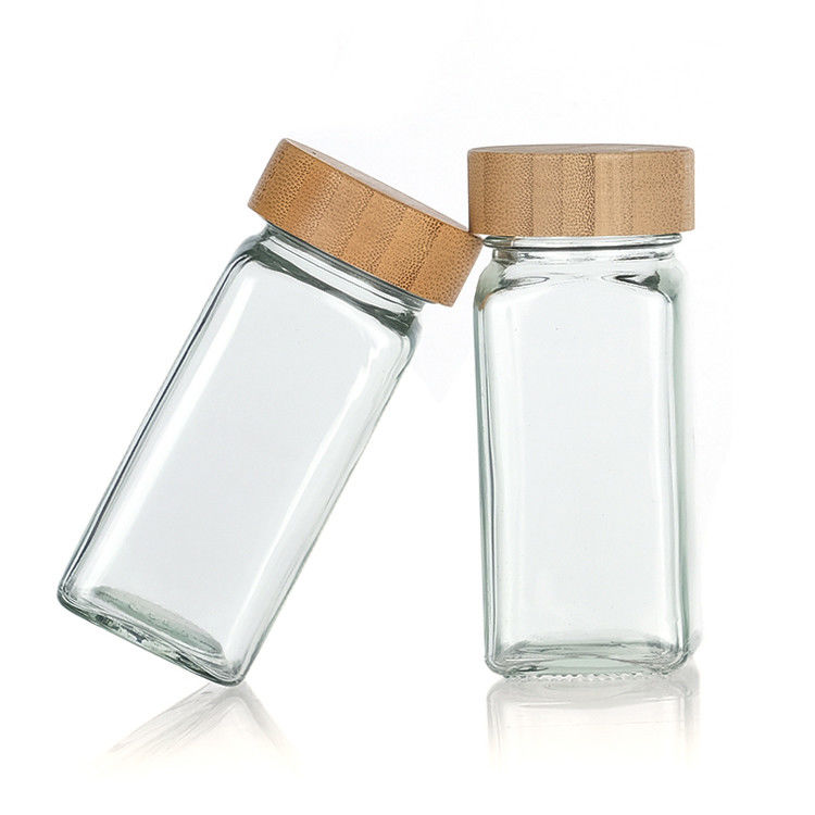 Barattoli di spezie in vetro da 120 ml con frullatore versare coperchio quadrato 4 oz barattoli di spezie per cucina