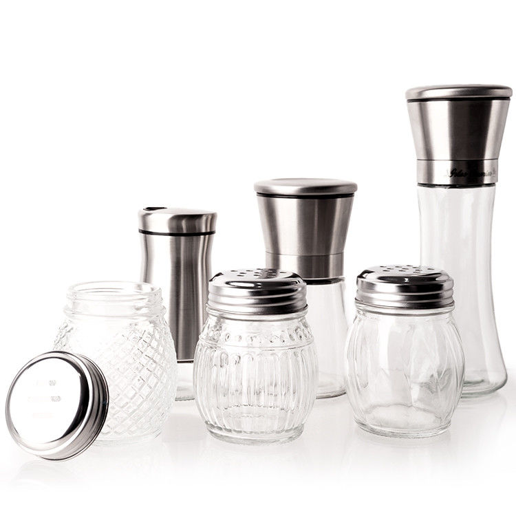 3.5oz 100ml accessori da cucina condimenti di vetro Vaso di spezie Set per zucchero sale pepe