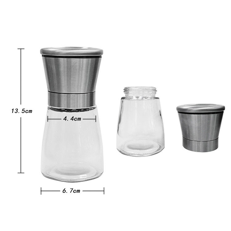 Bottone vuoto di 4 oz di spezie con etichette di condimenti, organizzatore, barattoli, etichette, copertura di metallo di acacia.