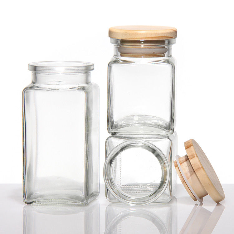 Bottiglie di spezie 4 oz Vaso di vetro vuoto con etichette Vaso di organizzatore di condimenti con coperchio di bambù