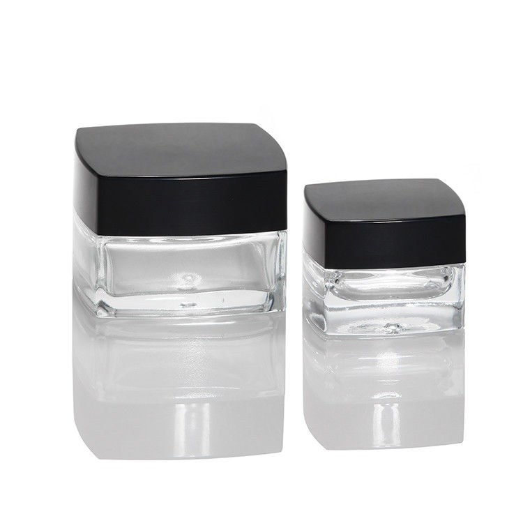 Piccoli barattoli in vetro trasparente Crema per mani Crema per occhi Chiara forma quadrata Vetro cosmetici Barattoli di crema