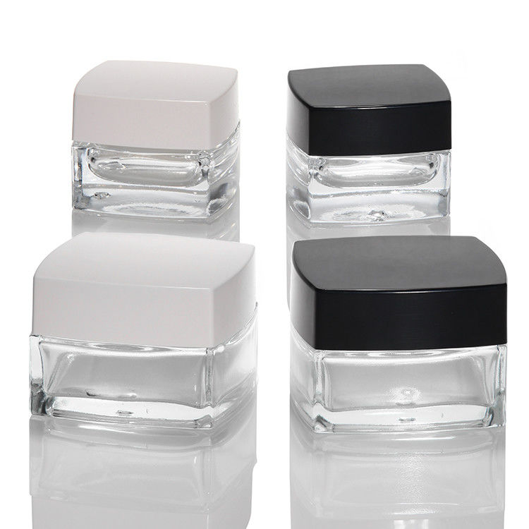 Bottiglia cosmetica vuota Imballaggio 30ml 50ml 100ml Vetro opaco Bottone crema per la cura della pelle con coperchio bianco nero