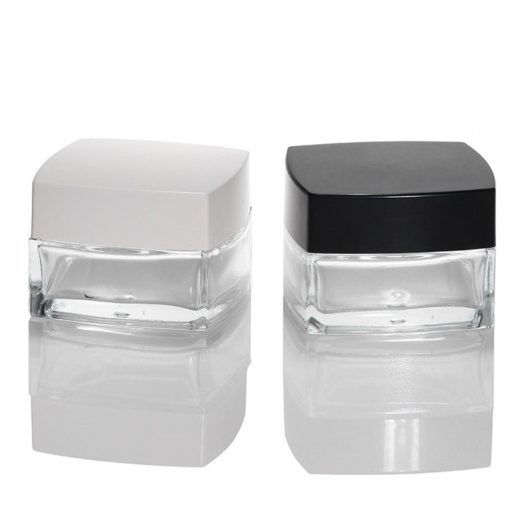 Bottiglia cosmetica vuota Imballaggio 30ml 50ml 100ml Vetro opaco Bottone crema per la cura della pelle con coperchio bianco nero