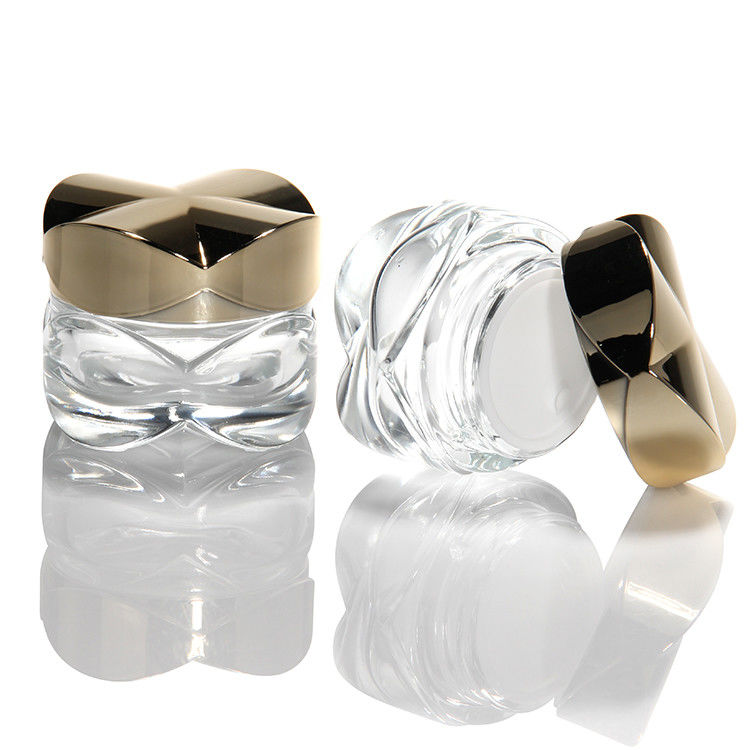 Vaso di crema di vetro Imballaggio cosmetico Vuoto 15ml 20ml 30ml 50ml Vetro trasparente Amber Crema per la pelle e il corpo Vaso