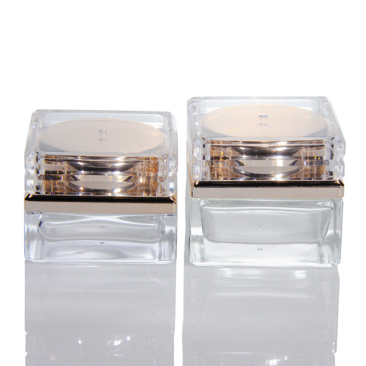 Bottiglia di vetro ghiacciato vuoto su misura con coperchio in oro rosa 5ml-50ml Contenitori di lozione per il viso cosmetica di lusso