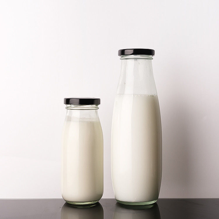 Campione gratuito 100Ml 200Ml 350Ml Pasterizzazione Tè da bere a freddo Latte bottiglie di vetro con coperchio metallico
