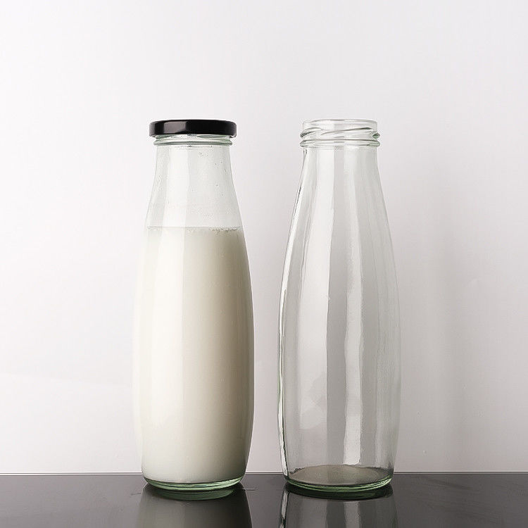 Campione gratuito 100Ml 200Ml 350Ml Pasterizzazione Tè da bere a freddo Latte bottiglie di vetro con coperchio metallico