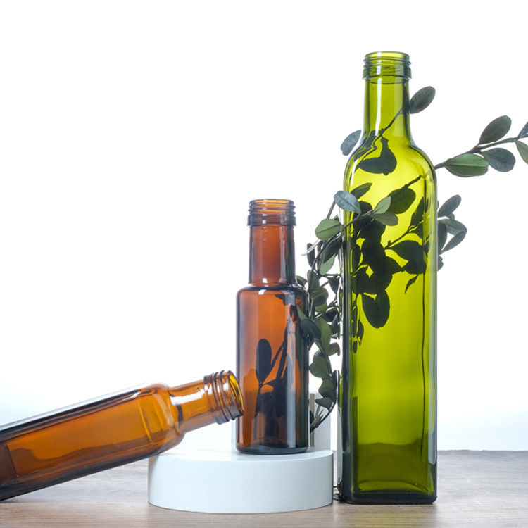 Colore verde vetro trasparente quadrato rotondo bottiglie di olio d'oliva 125 ml 250 ml 500 ml 750 ml 1000 ml