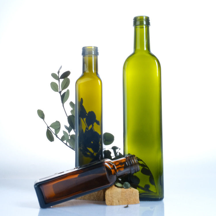Bottiglia vuota di olio d'oliva con tappo 250ml 500ml 750ml 1l Bottiglia di vetro quadrato chiaro per olio d'oliva