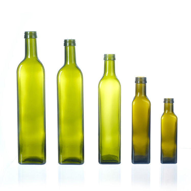 Bottiglia vuota di olio d'oliva con tappo 250ml 500ml 750ml 1l Bottiglia di vetro quadrato chiaro per olio d'oliva