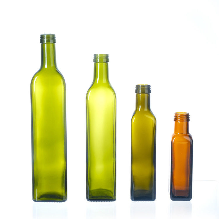 Bottiglia vuota di olio d'oliva con tappo 250ml 500ml 750ml 1l Bottiglia di vetro quadrato chiaro per olio d'oliva