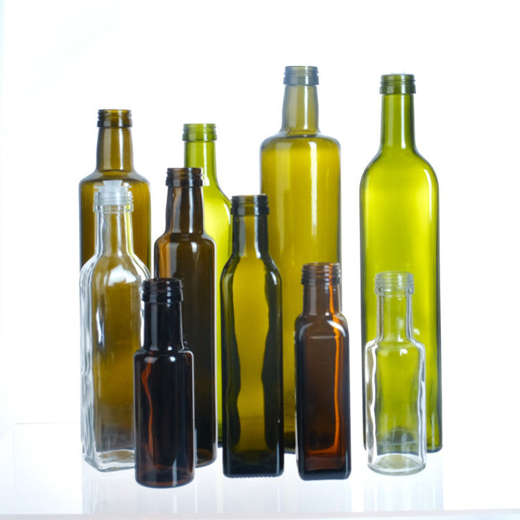 Bottiglia vuota di olio d'oliva con tappo 250ml 500ml 750ml 1l Bottiglia di vetro quadrato chiaro per olio d'oliva