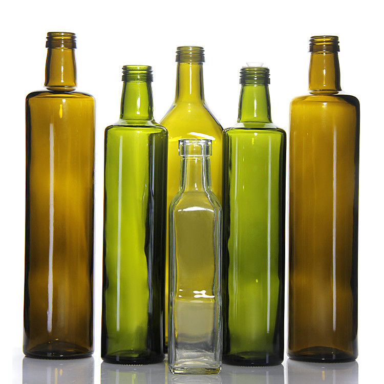 Bottiglie di vetro piatte di olio d'oliva da 500 ml a 750 ml con tappo a sughero o a vite