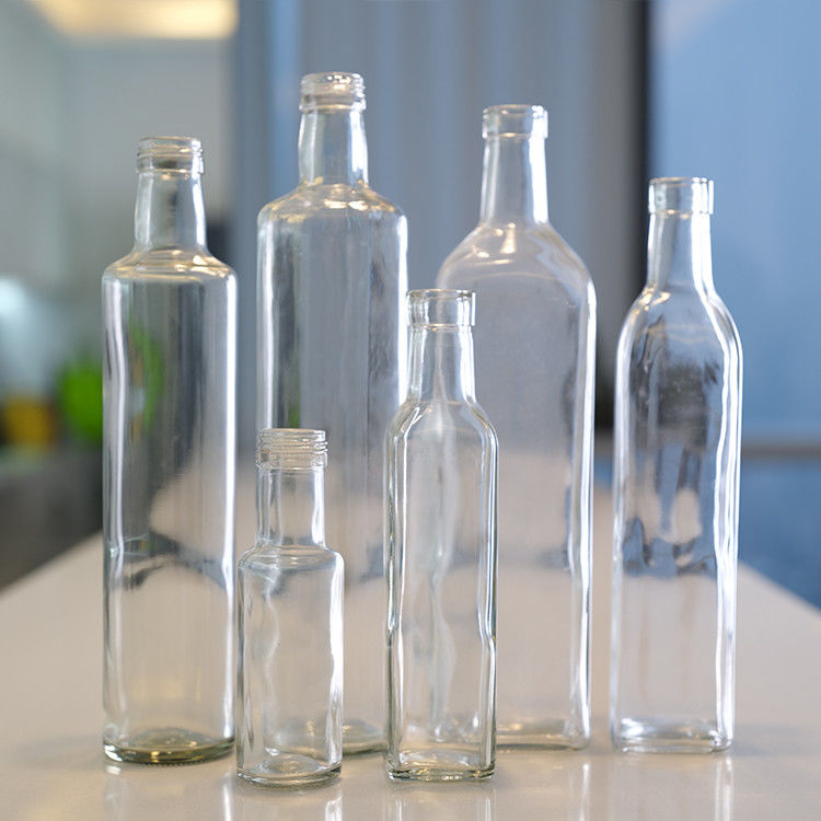 Grado alimentare 250 ml 500 ml 750 ml Bottiglie di olio d'oliva di vetro marasca chiare e rotonde con tappo