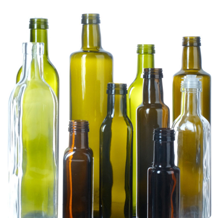 Grado alimentare 250 ml 500 ml 750 ml Bottiglie di olio d'oliva di vetro marasca chiare e rotonde con tappo