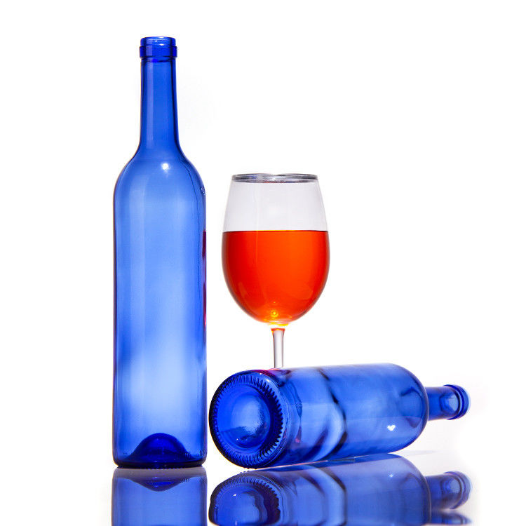 Bottiglia di vetro vuota Blu di Oliva Ambrato 750ml Birra Secco Vino Rosso Licore Con Copri
