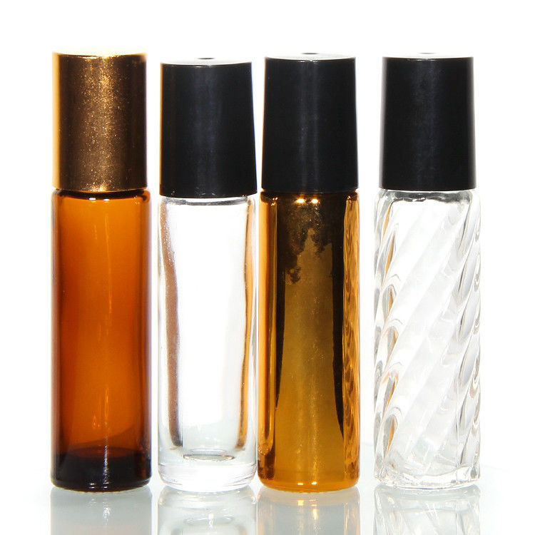 Nuove bottiglie di vetro a rulli di olio essenziale con palla d' acciaio 10 ml bottiglia a rulli di ambra con bottiglia di profumo