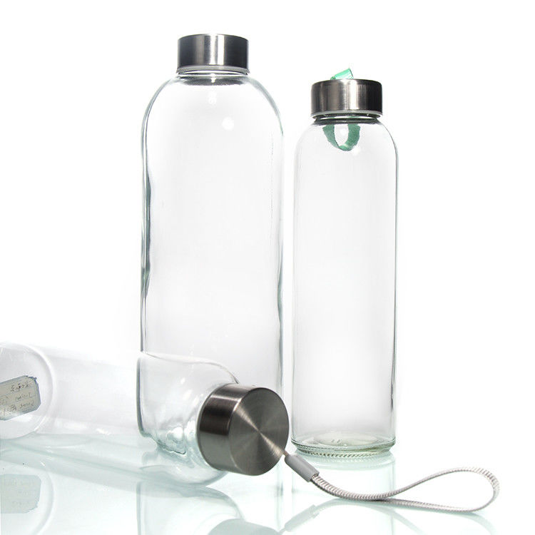 Nuovo design 350ml/500ml Bottiglia d'acqua in vetro ad alto borosilicato con coperchio in acciaio inossidabile